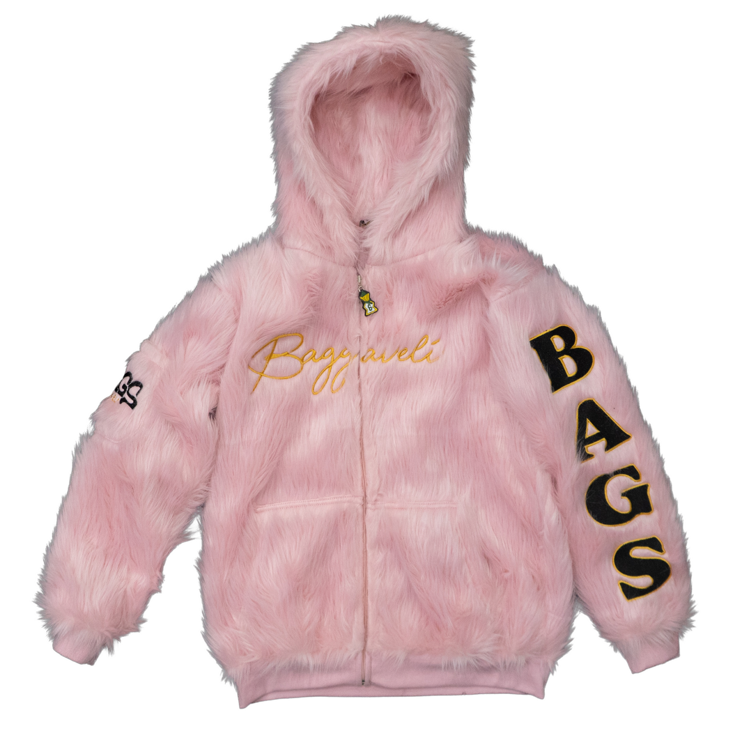 Baggaveli pink fur full zip hoodie